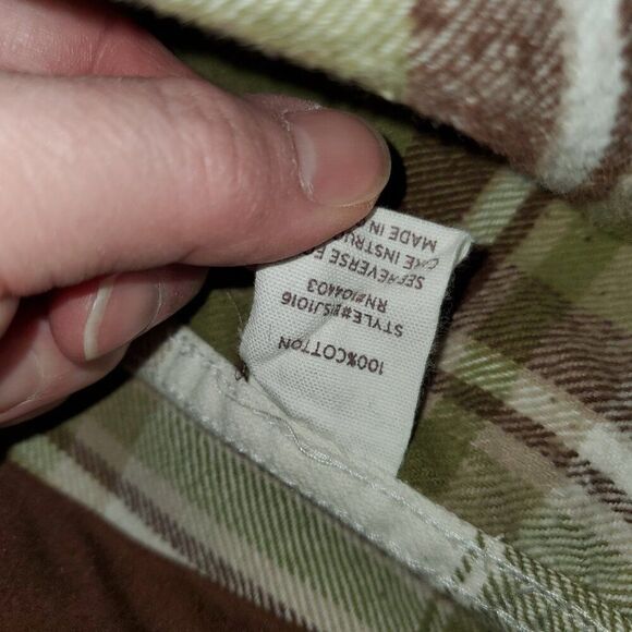 Super Soft Frayed Distressed Flannel Shacket – Cream, Brown & Olive green L - Picture 7 of 9